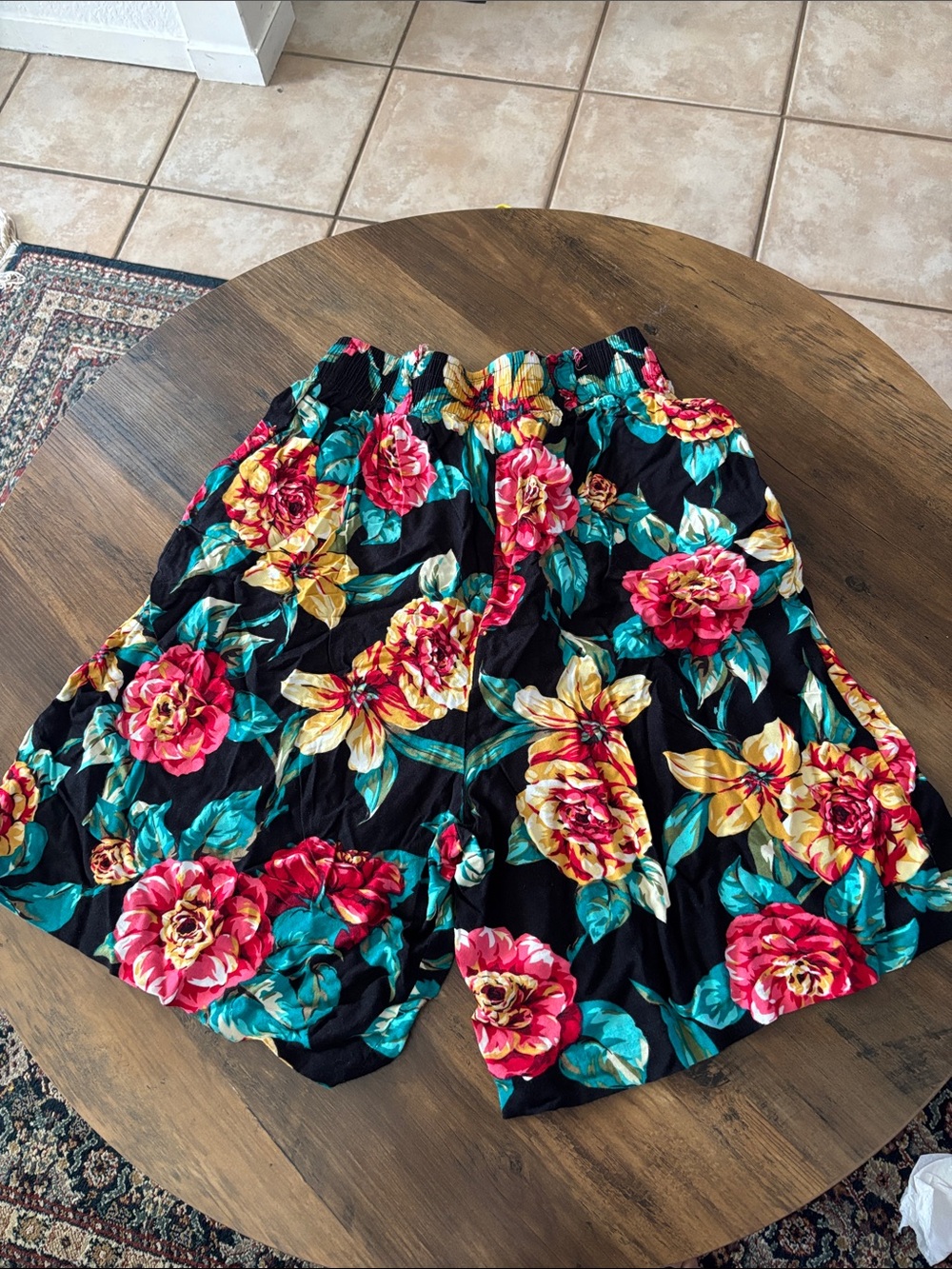 Briggs New York Black Full Circle Skirt with Pink & Yellow Floral
